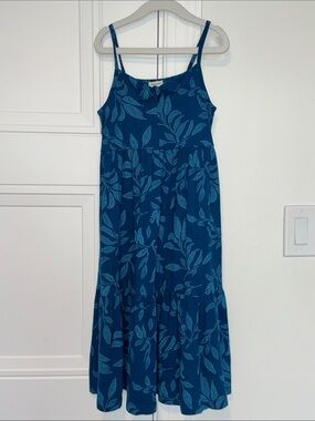Crewcuts Teal Blue Leaf-Print Midi Dress